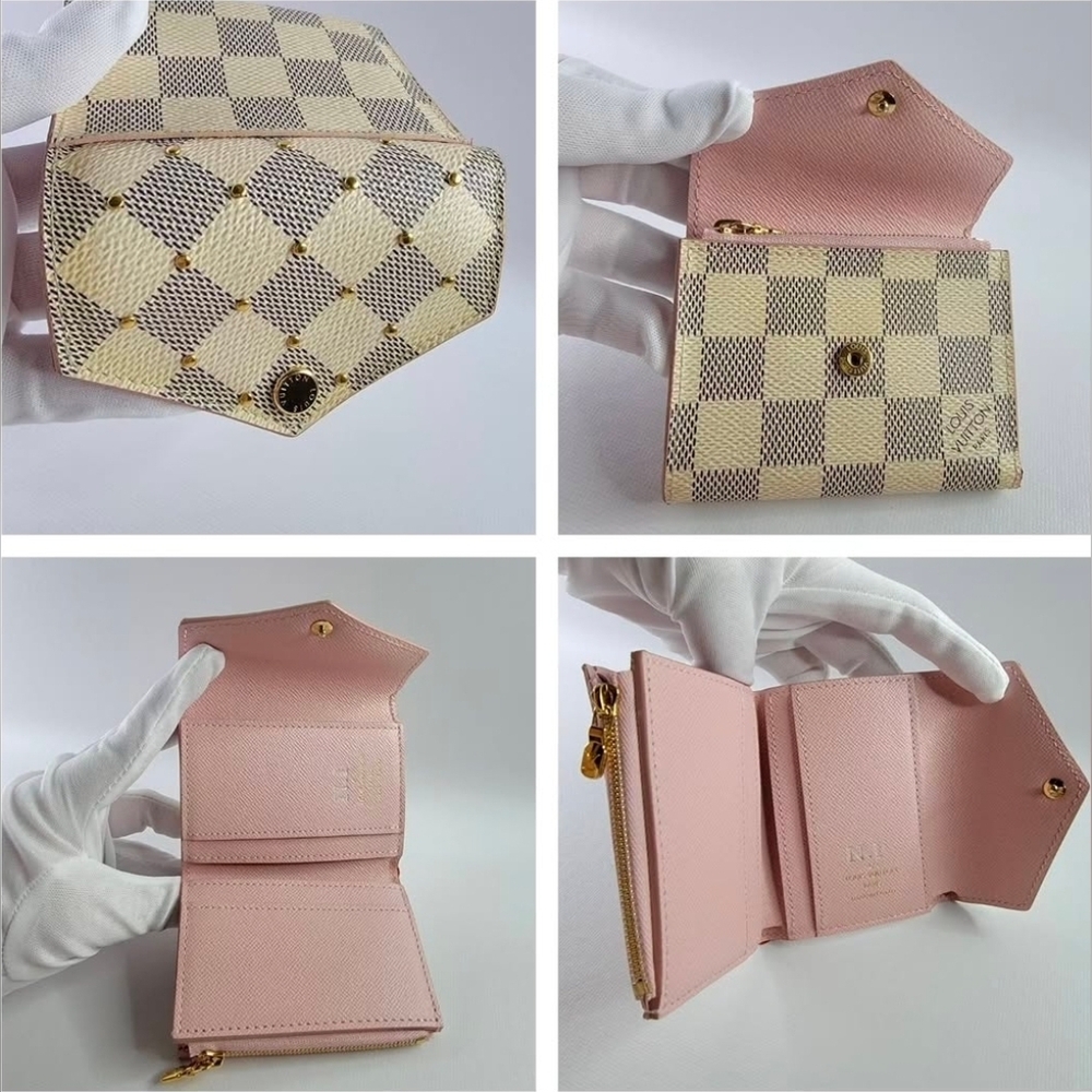 Louis Vuitton Studded Zoe Damier Azur Trifold Wallet - Picture 2 of 5